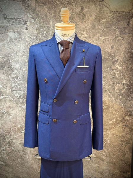 Picture of French Blue hopsack Double- breasted Suit